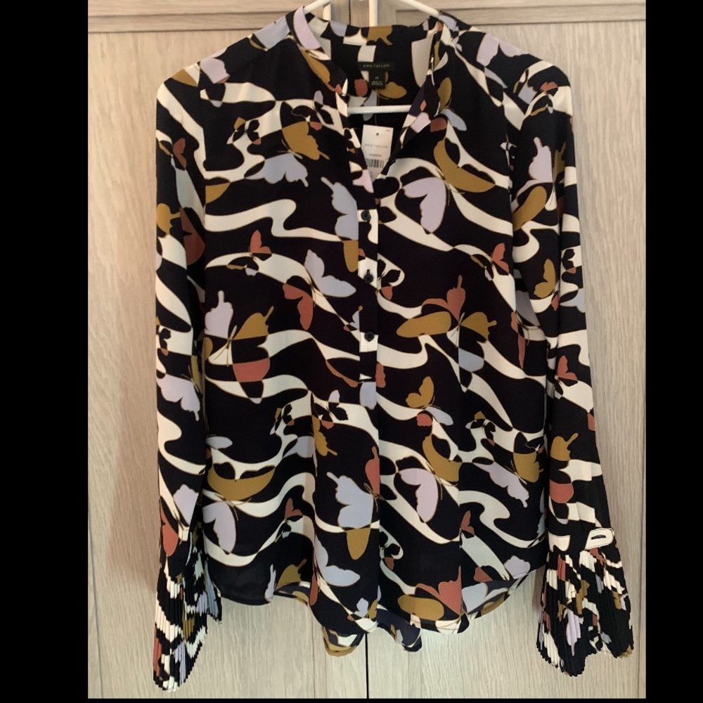 Ann Taylor butterflies blouse NWT